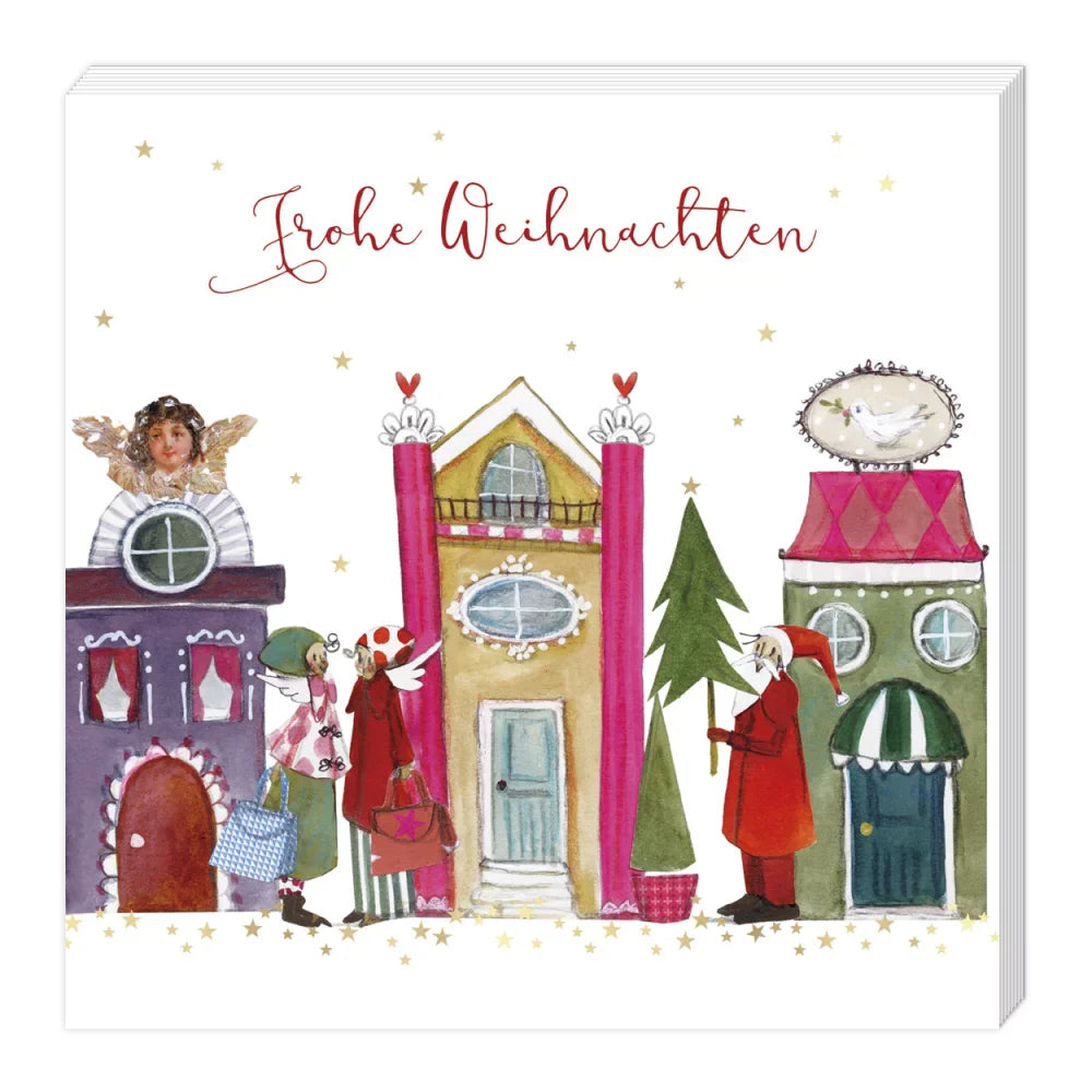 Weihnachtliche Häuser und Weihnachtsauto