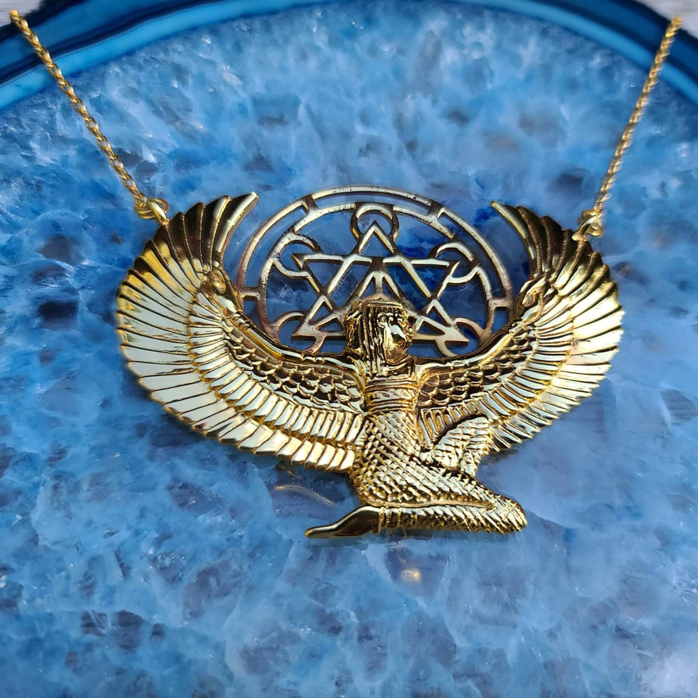 Premium Halskette Isis Göttinmit Metatron | 24 Karat Gold vergoldet