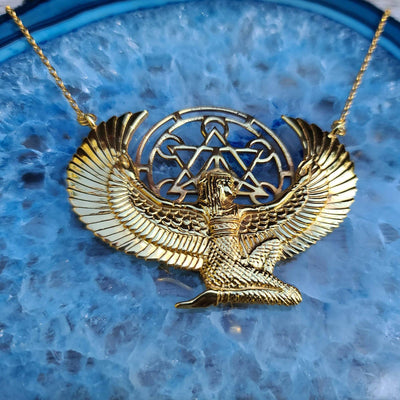 Premium Halskette Isis Göttinmit Metatron | 24 Karat Gold vergoldet