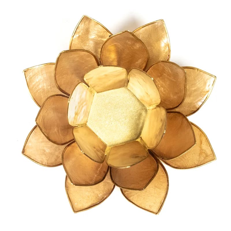 Lotus Teelichthalter beige goldfarbig 13,5 cm