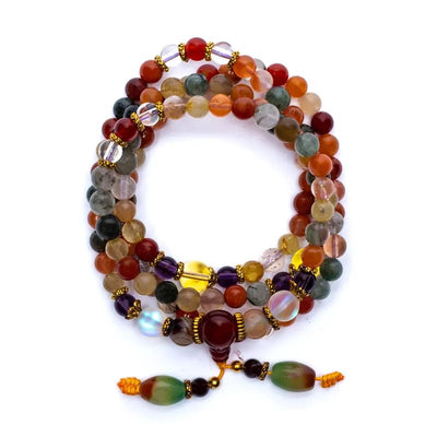 Mala elastisch mit Citrin, Achat, Amethyst