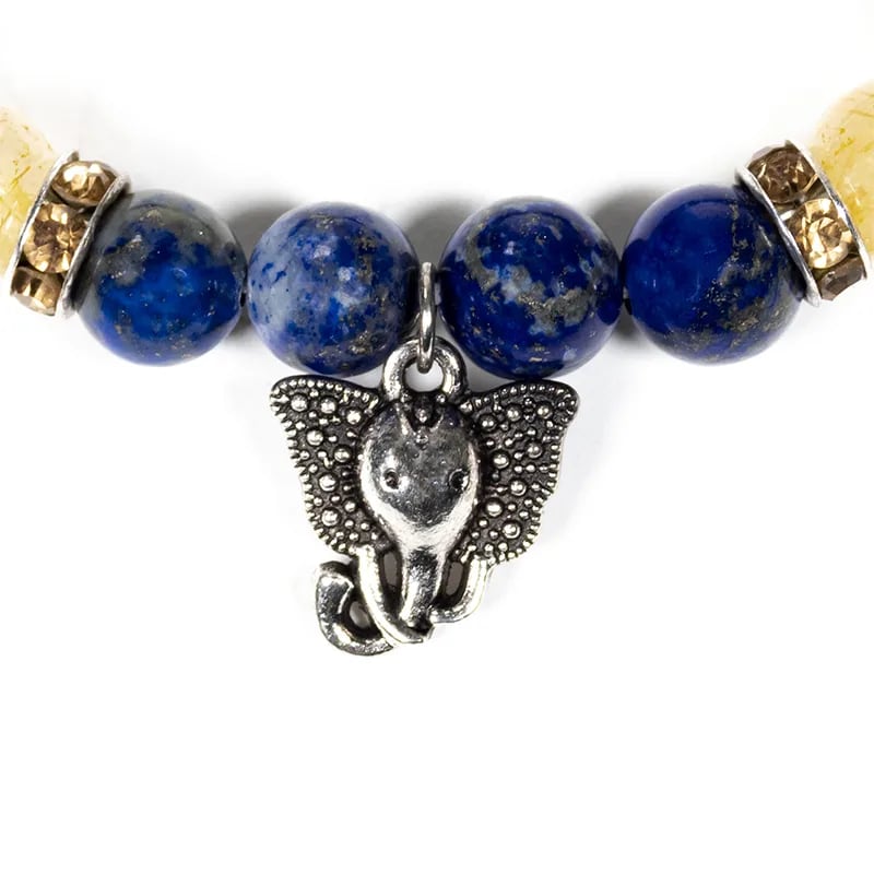 Armband Lapislazuli/Rutilquarz mit Ganesha