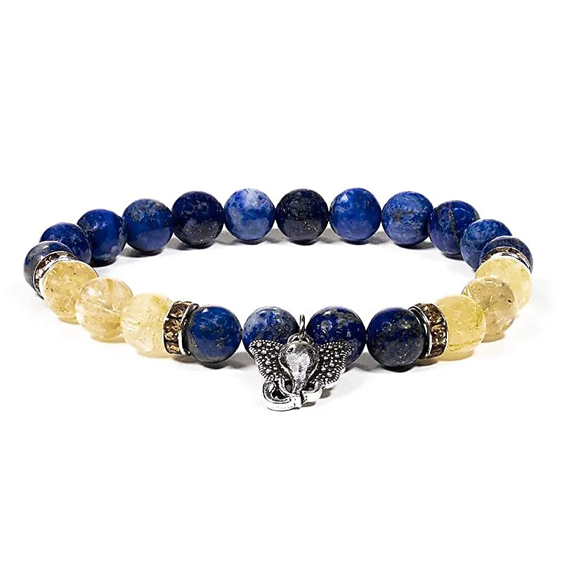 Armband Lapislazuli/Rutilquarz mit Ganesha