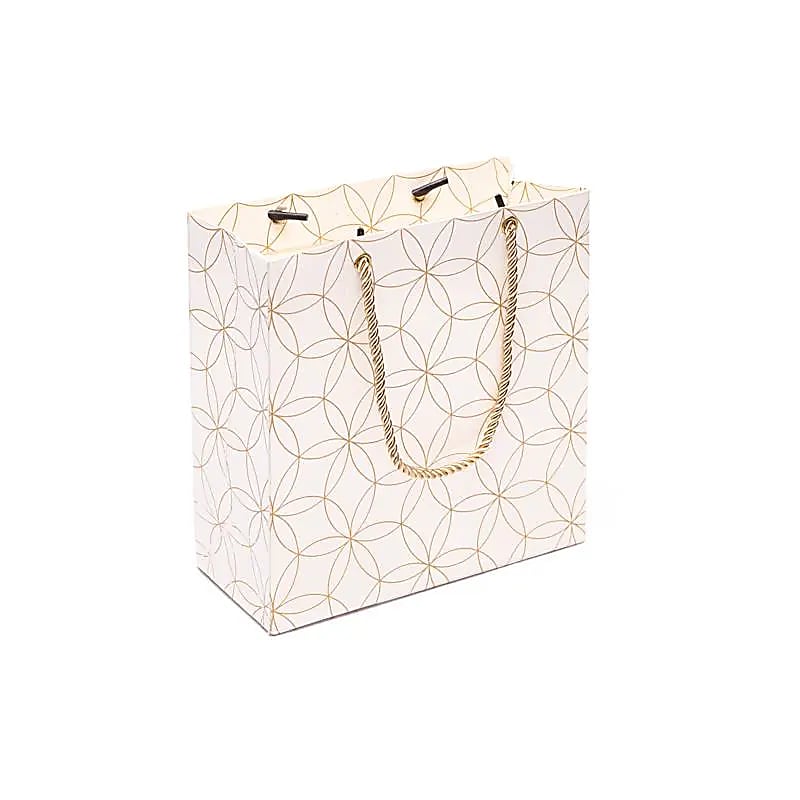 Geschenkbeutel weiße goldene Blume des Lebens