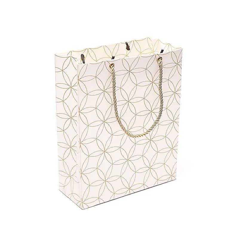 Geschenkbeutel weiße goldene Blume des Lebens