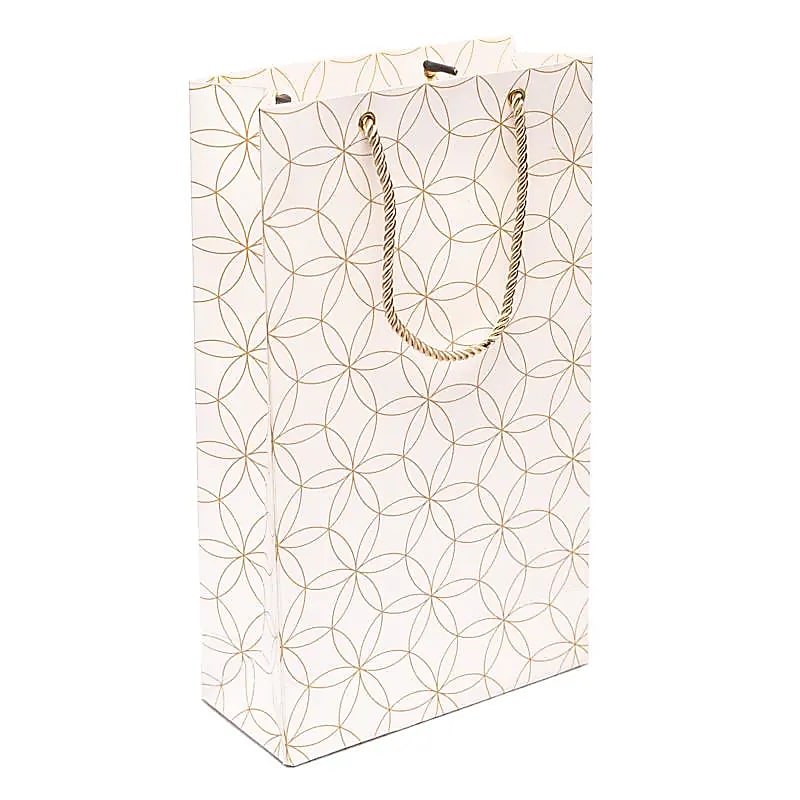 Geschenkbeutel weiße goldene Blume des Lebens