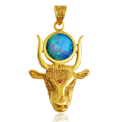 Kuhkopf der Göttin Hathor Opal | vergoldet