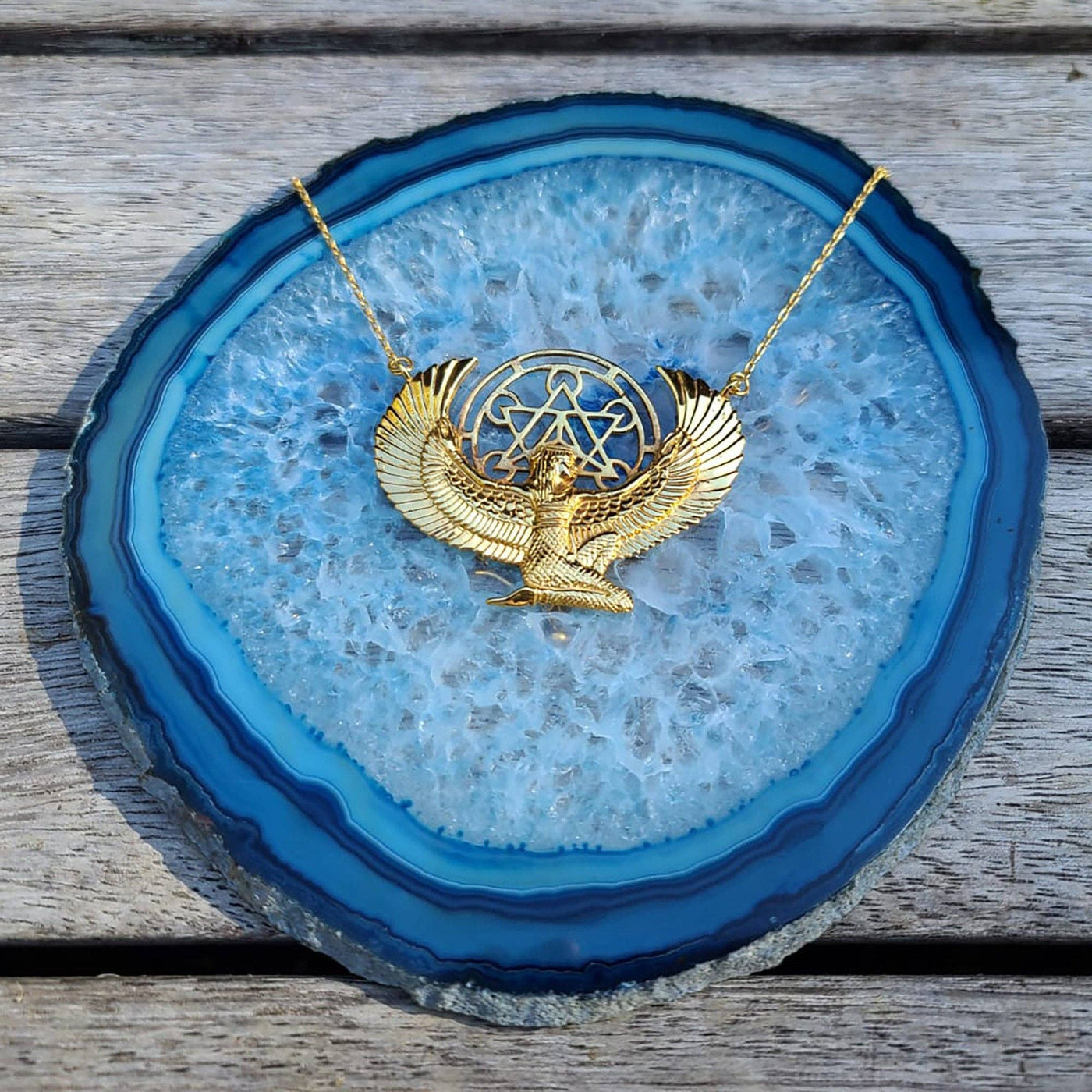 Premium Halskette Isis Göttinmit Metatron | 24 Karat Gold vergoldet