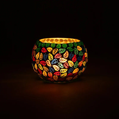 Mosaik Teelichthalter Blätter