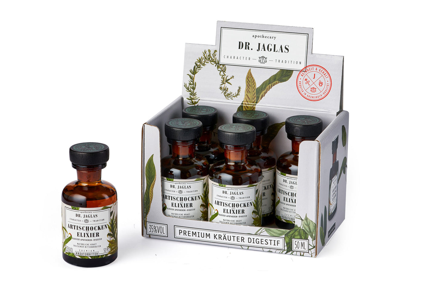 Artischocken-Elixier - Premium Kräuterbitter 35% vol - 6 x 50ml