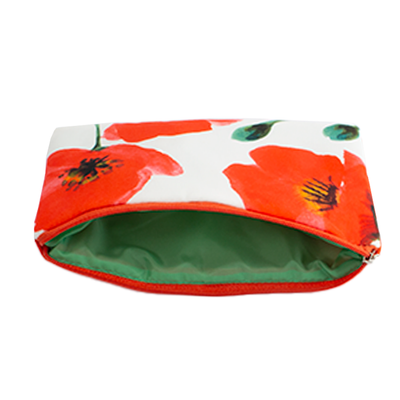 Federmäppchen mit Aquarell-Mohnblumenmotiv, handlich und vielseitig für Stifte oder Kosmetik Innenansicht