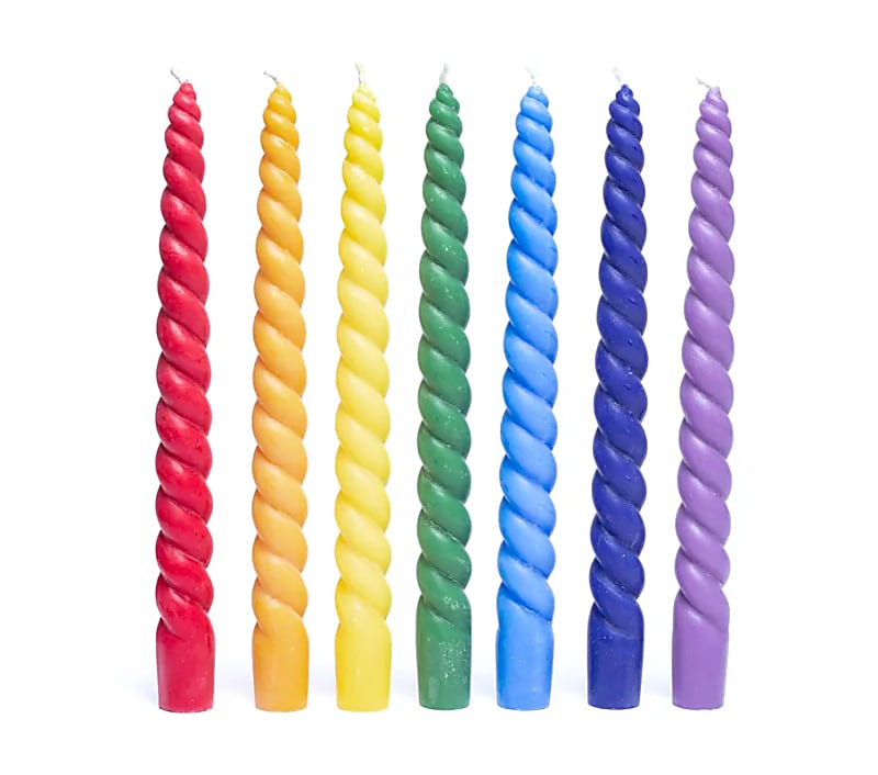 Gedrehte Tafelkerze duftlos Chakra SET mit 7