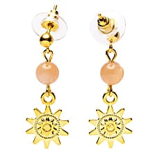 Ohrringe Sonnenstein und Sonne goldfarben (Messing)