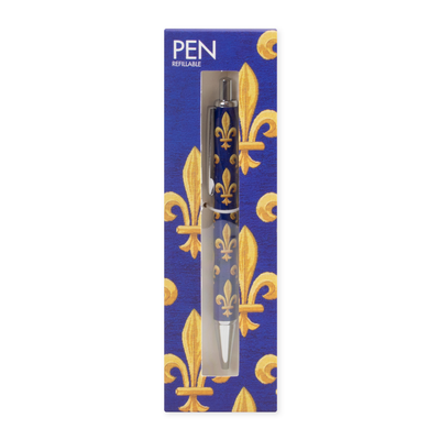Kugelschreiber im Fleur-de-Lys-Design mit blauer Mine, geliefert in eleganter Geschenkbox