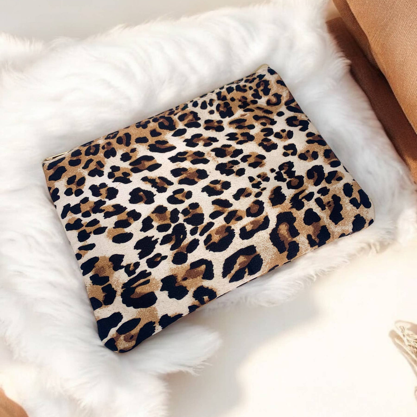 Leopardenmuster hell Schminktasche 20x15cm