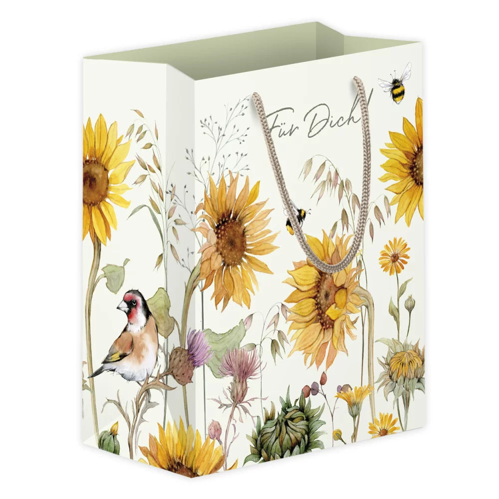 Mittlere Geschenktasche Sonnenblumen illustriert von Sophia Drescher