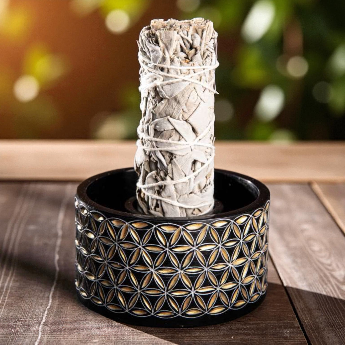 Smudge Bowl, Blume des Lebens groß Speckstein, handgeschnitzt - Dianas Klosterlädchen