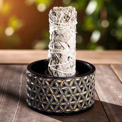 Smudge Bowl, Blume des Lebens groß Speckstein, handgeschnitzt - Dianas Klosterlädchen