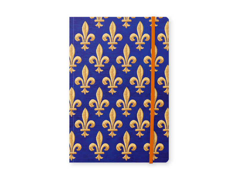 Softcover-Notizbuch A5 im Fleur-de-Lys-Design, kunstvolles Schreibpapier