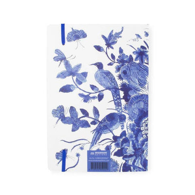 Notizbuch A5 mit Delft-Blau-Vogelmotiv, inspiriert vom Rijksmuseum Rückseite