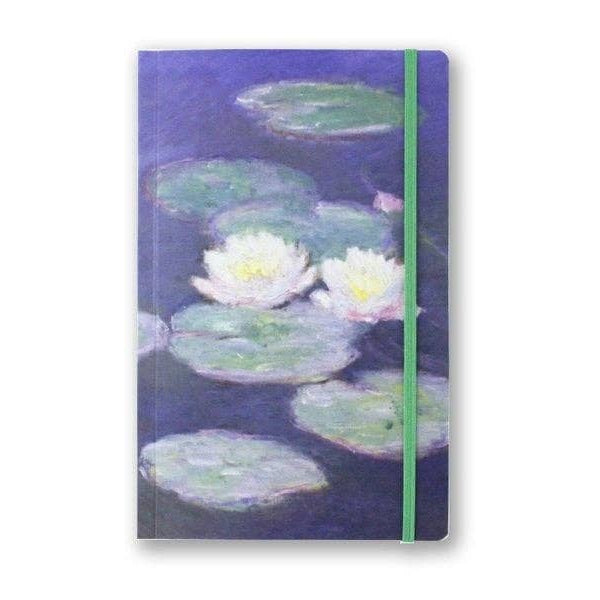 Softcover-Notizbuch A5 mit Monets Seerosen im Abendlicht, ca. 80 Seiten