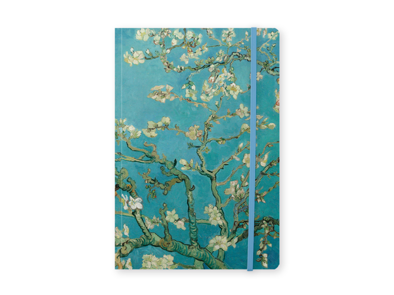 Softcover-Notizbuch A5 mit Van Goghs Mandelblütenmotiv, ca. 80 Seiten