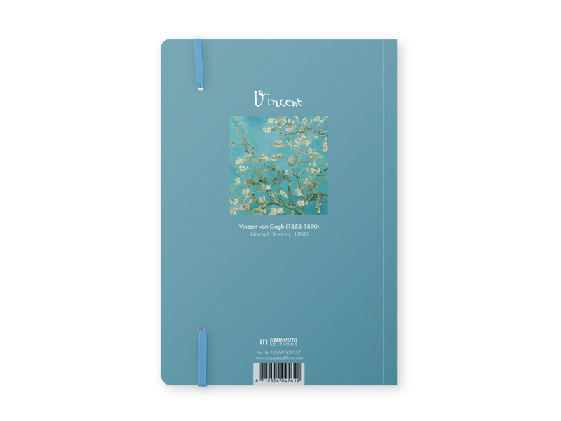 Softcover-Notizbuch A5 mit Van Goghs Mandelblütenmotiv, ca. 80 Seiten Rückseite