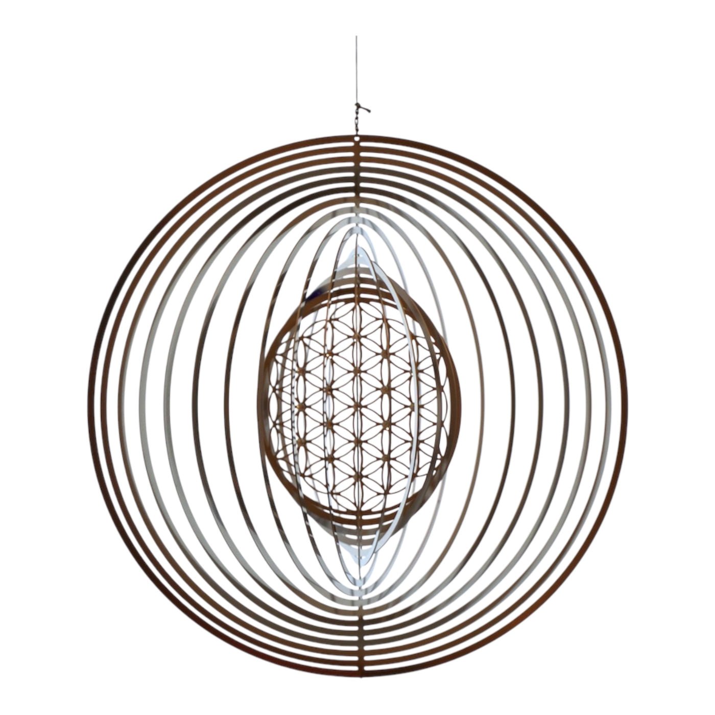 Windspiel Spirale "Blume" des Lebens mit Steinchen Ø 15 cm