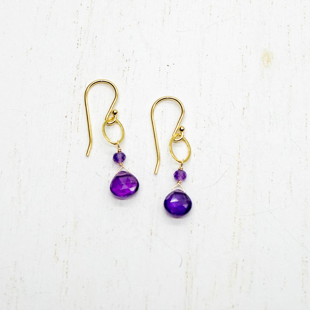 Amethyst Ohrringe Februar, vergoldet - Dianas Klosterlädchen