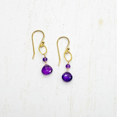 Amethyst Ohrringe Februar, vergoldet - Dianas Klosterlädchen