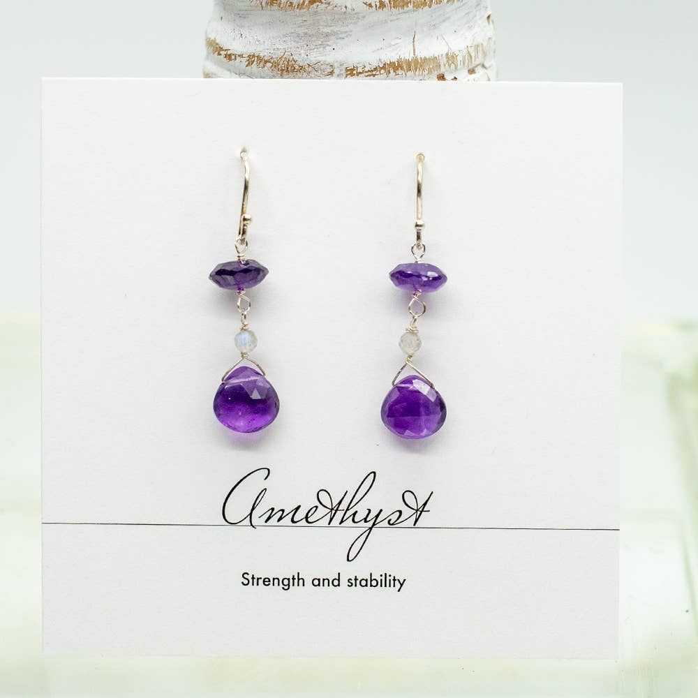 Amethyst Steinohrringe 2-fach - Dianas Klosterlädchen