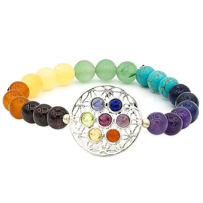 Armband 7 Chakren Blume des Lebens elastisch - Dianas Klosterlädchen