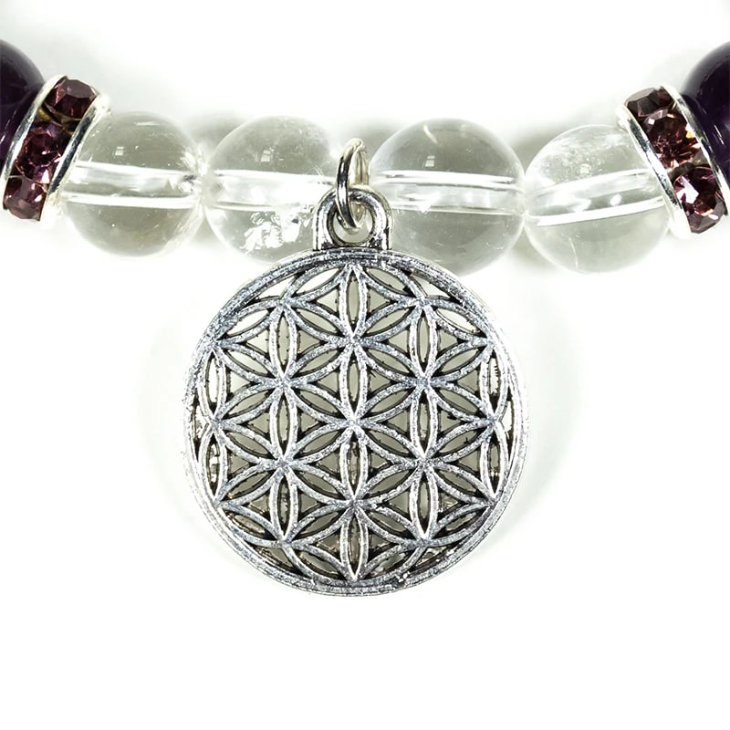 Armband Bergkristall Amethyst Blume des Lebens - Dianas Klosterlädchen