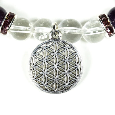 Armband Bergkristall Amethyst Blume des Lebens - Dianas Klosterlädchen