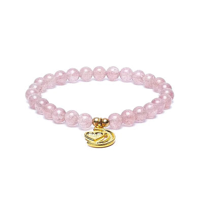 Armband elastisch Erdbeerquarz mit Herz+Mond - Dianas Klosterlädchen