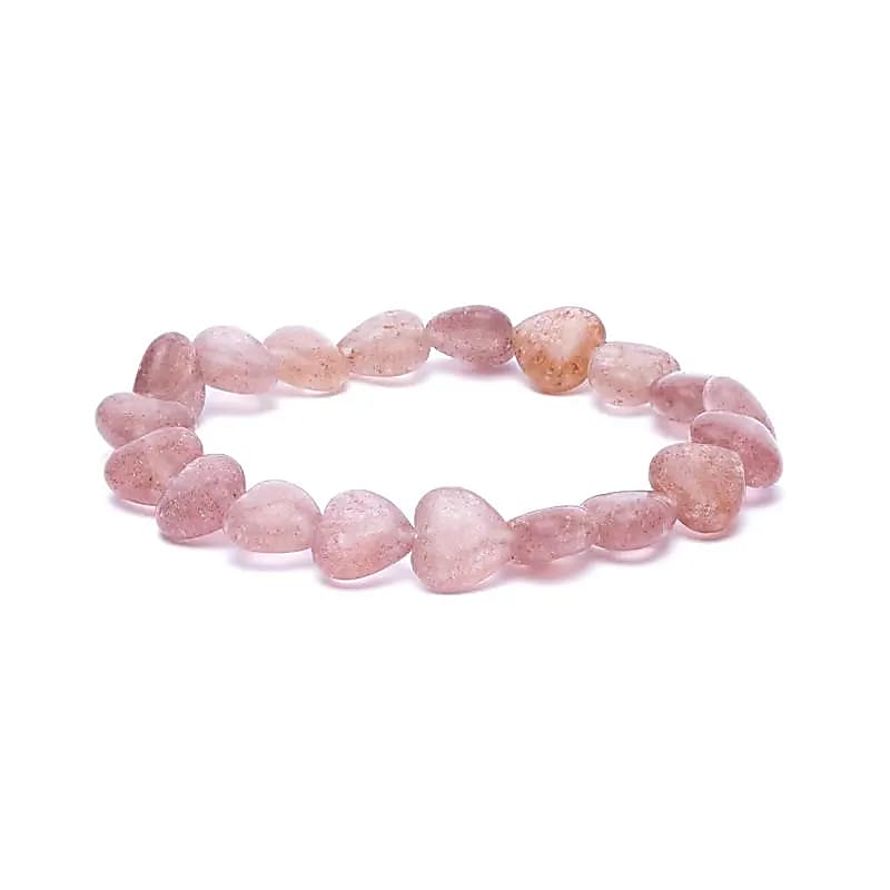 Armband Erdbeerquarz elastisch Herzen - Dianas Klosterlädchen