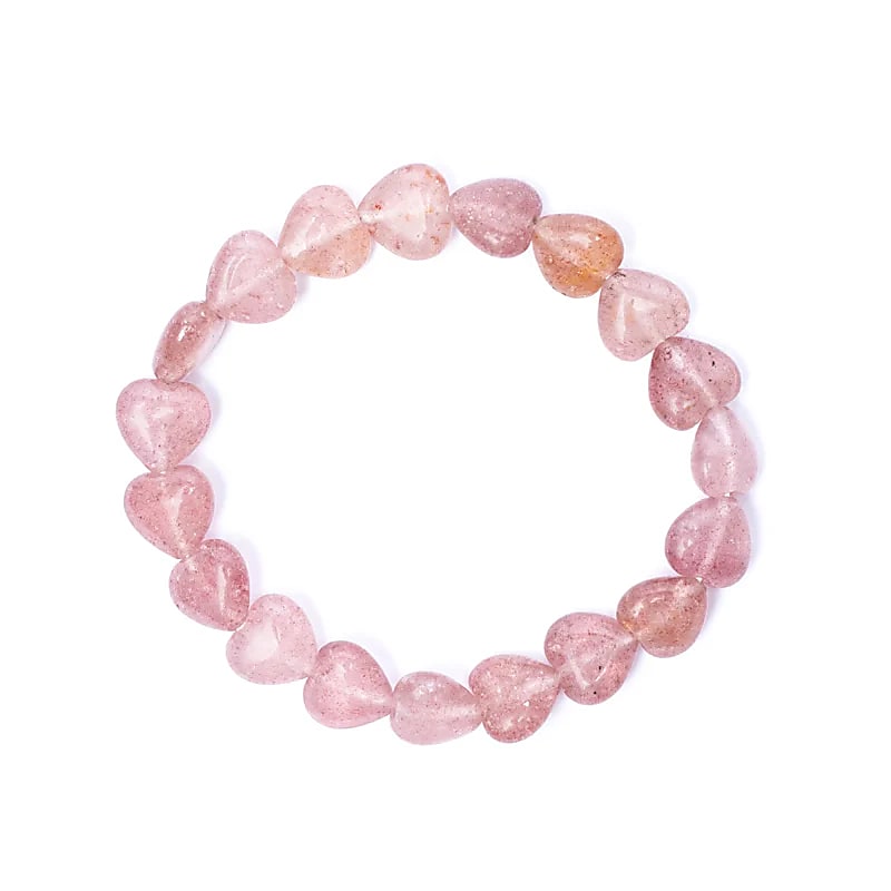 Armband Erdbeerquarz elastisch Herzen - Dianas Klosterlädchen