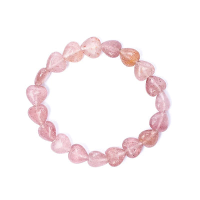 Armband Erdbeerquarz elastisch Herzen - Dianas Klosterlädchen