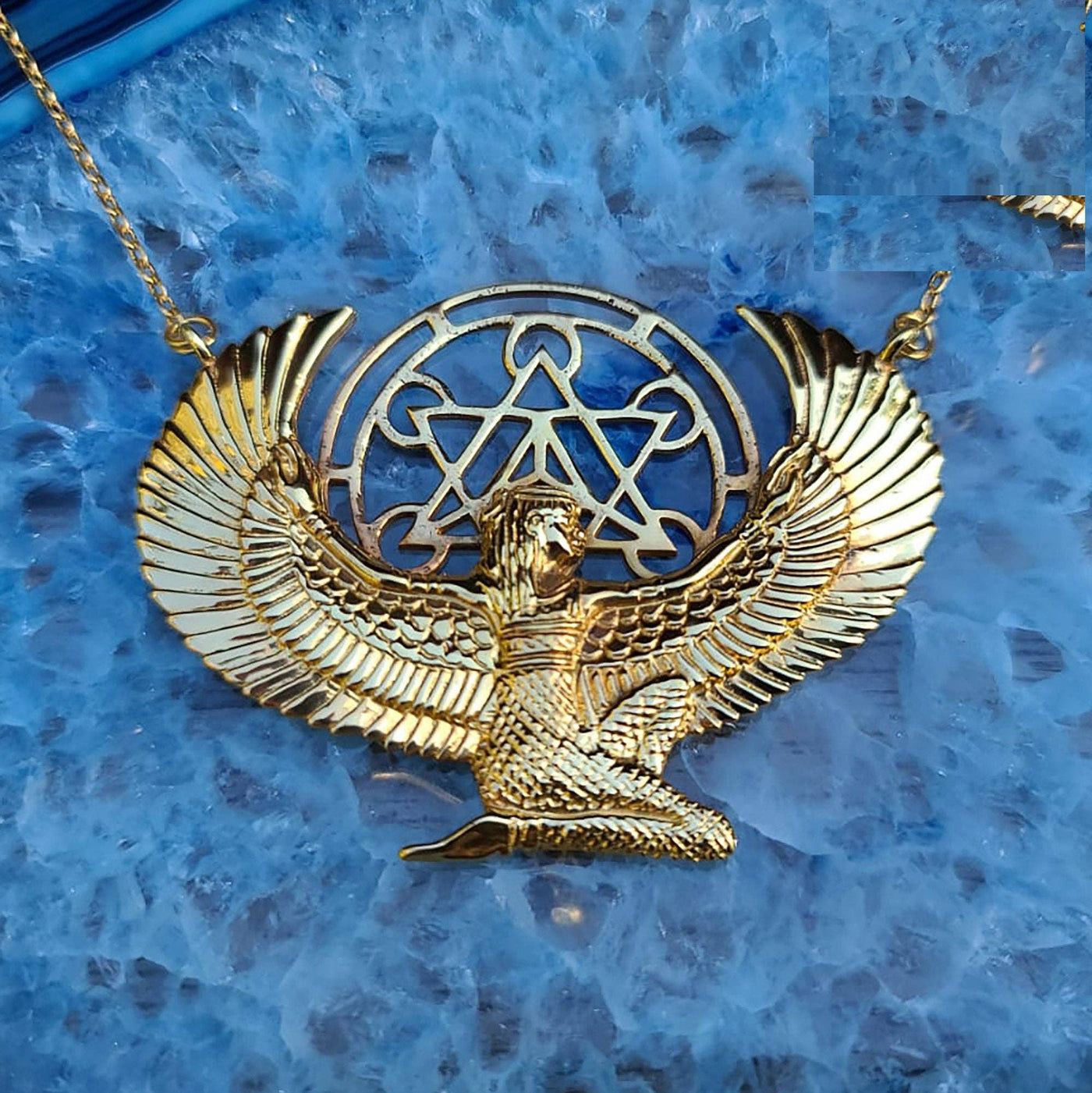 Premium Halskette Isis Göttinmit Metatron | 24 Karat Gold vergoldet