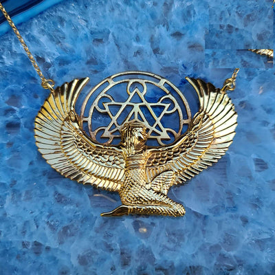 Premium Halskette Isis Göttinmit Metatron | 24 Karat Gold vergoldet
