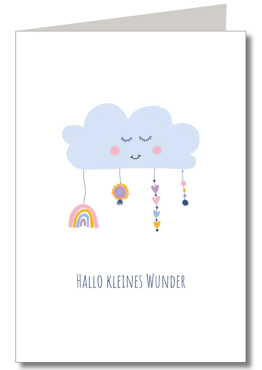 Babywolke mit Anhängern Klappkarte - Dianas Klosterlädchen