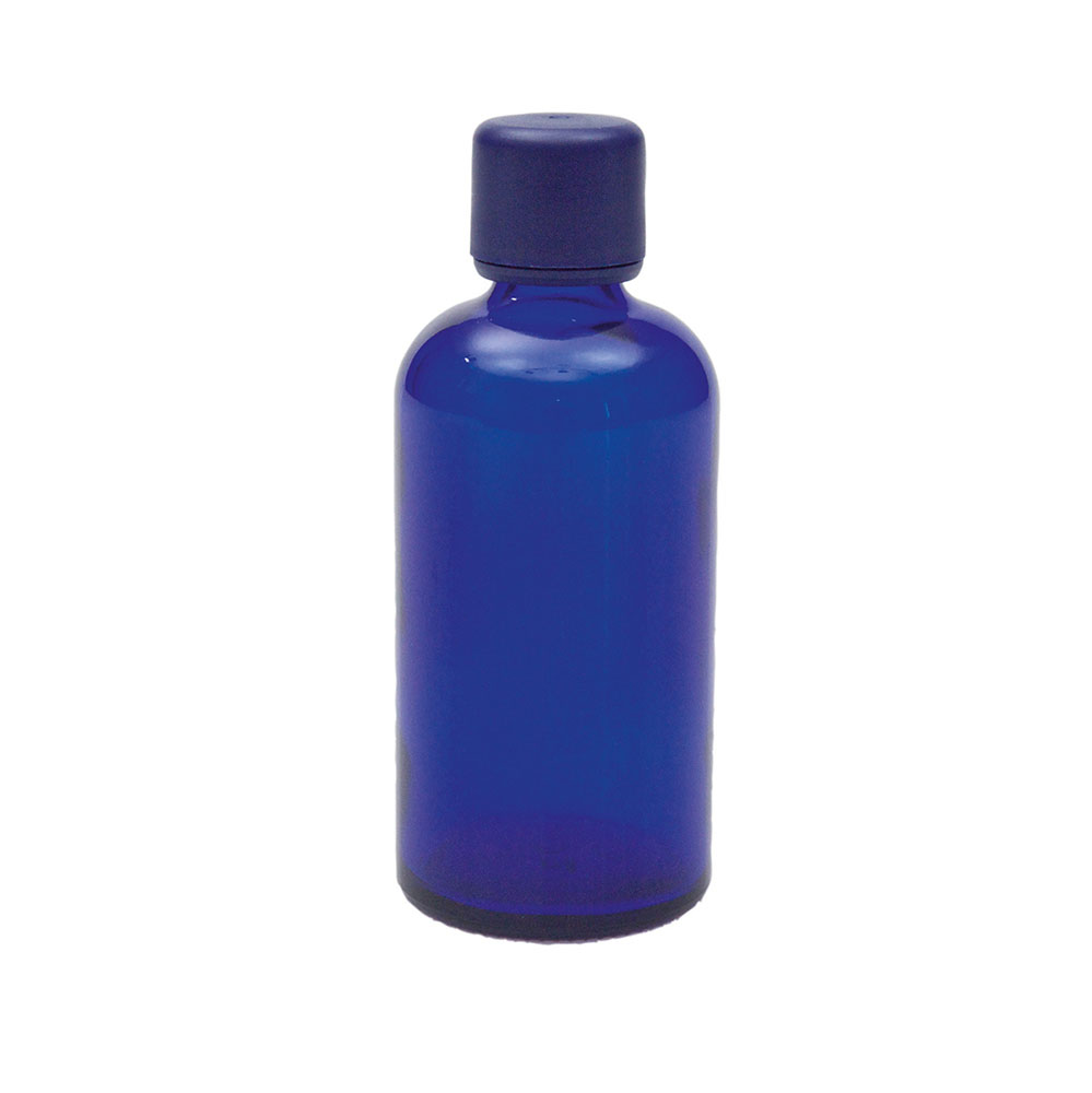 Blauglasflasche für 100ml mit Körperöl-Verschluss, 1St. - Dianas Klosterlädchen