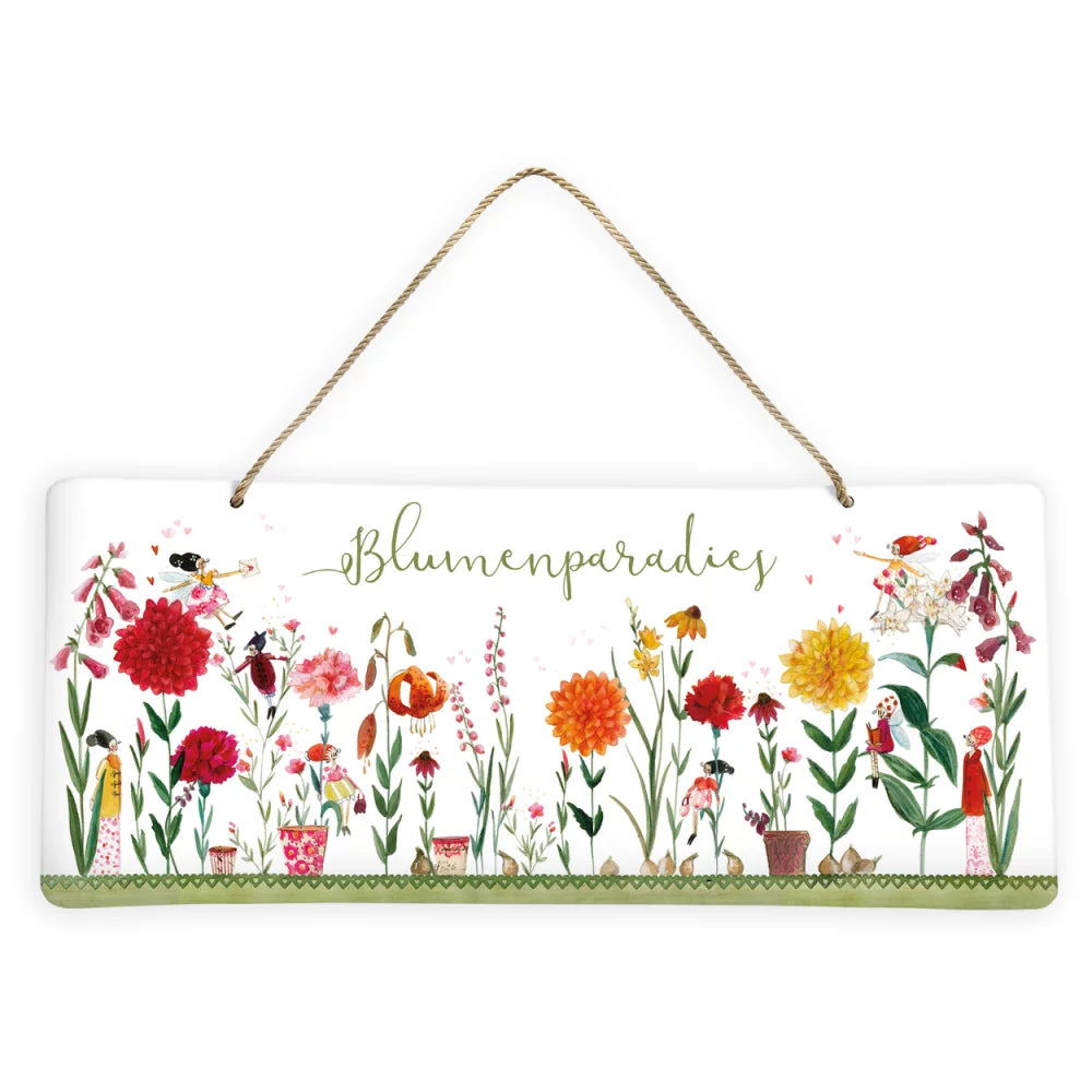 Blechschild „Blumenparadies“ - Dianas Klosterlädchen