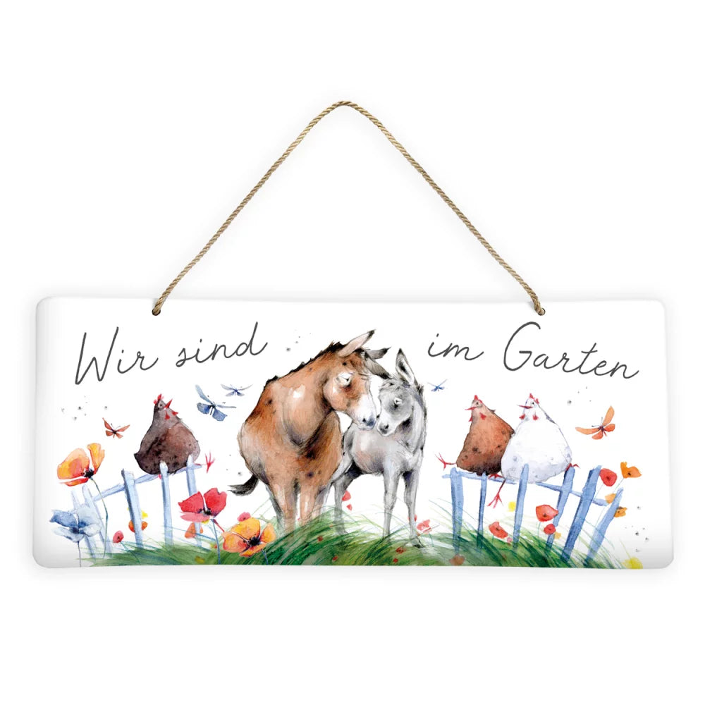 Blechschild Kuschelfreunde "Wir sind im Garten" - Dianas Klosterlädchen