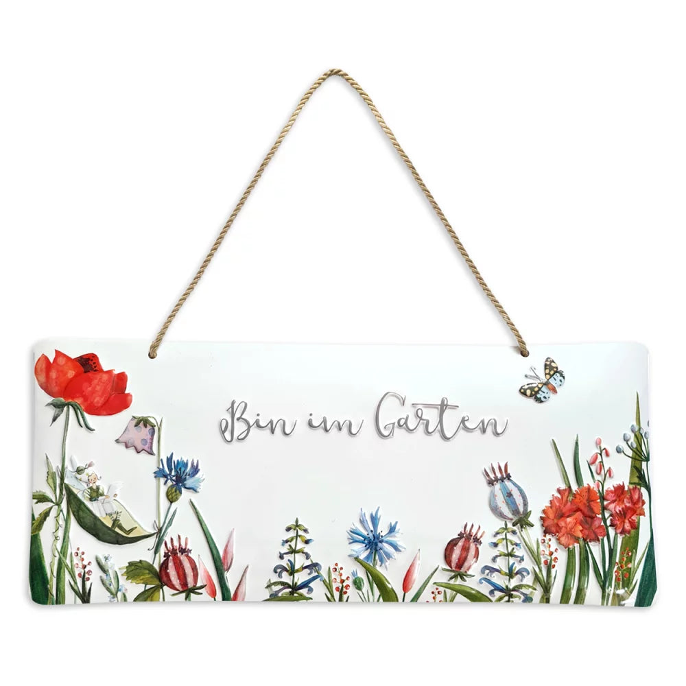 Blechschild Leffler „Bin im Garten“ - Dianas Klosterlädchen