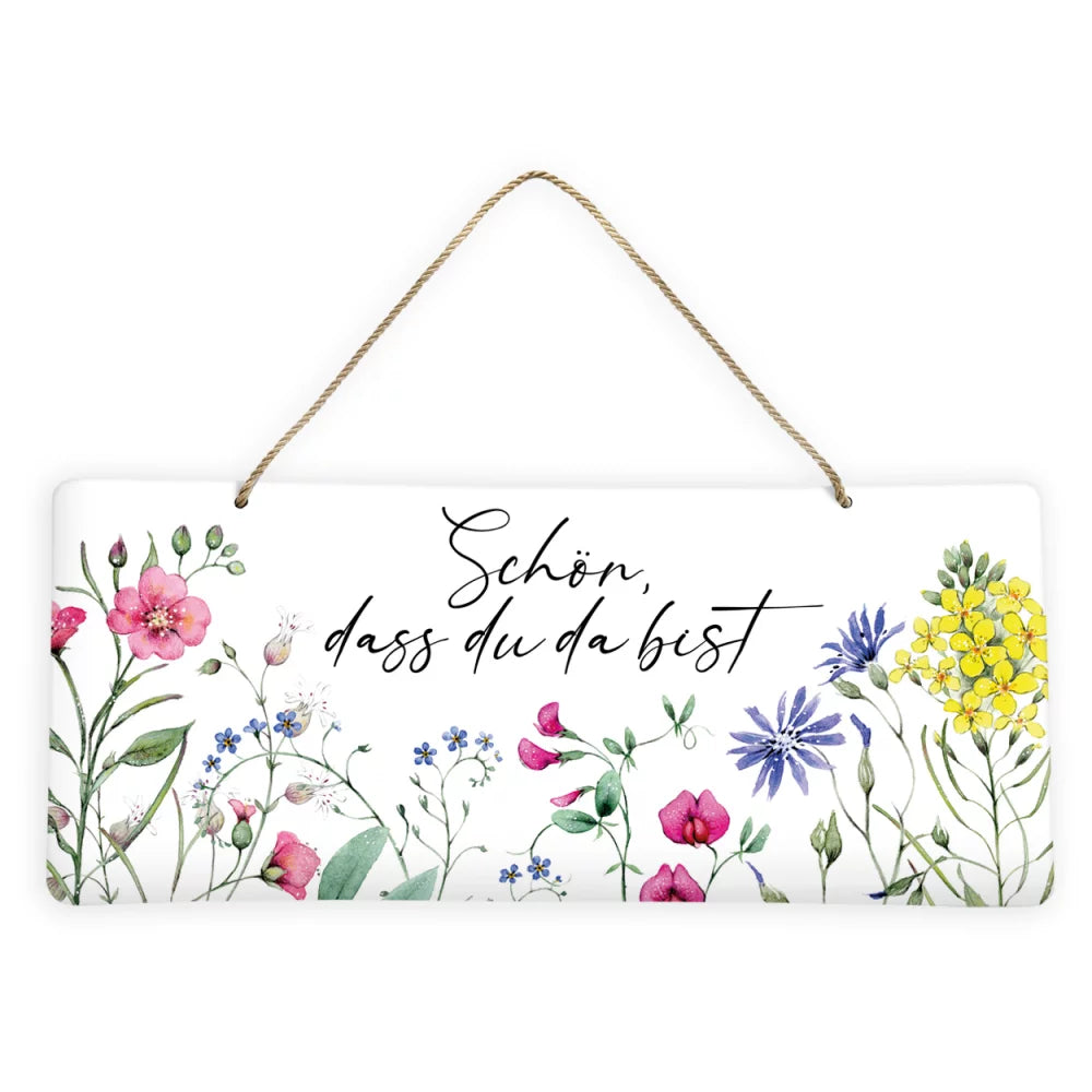 Blechschild Wildblumen „Schön, dass Du da bist!“ - Dianas Klosterlädchen