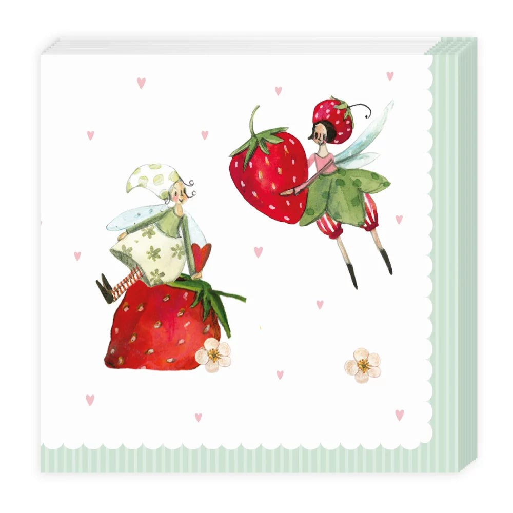 Cocktailserviette Erdbeeren - Dianas Klosterlädchen