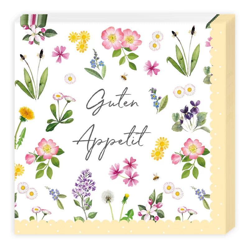 Cocktailserviette Wiesenblumen "Guten Appetit" - Dianas Klosterlädchen