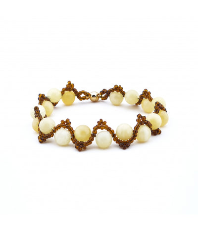DIE FÜLLE - Armband gelber Calcit braun mit Karabinerhaken - Dianas Klosterlädchen