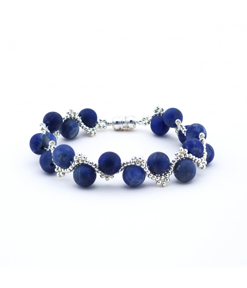 DURCHSETZUNGSKRAFT-Armband blauer Sodalith mit Karabinerhaken - Dianas Klosterlädchen